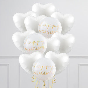 Happy Engagement White Hearts Inflated Balloons – Celebrate Love in Dubai