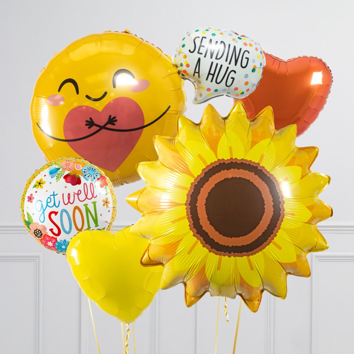 Get Well Hugs & Flowers – Helium Inflated Crazy Balloon Bunch