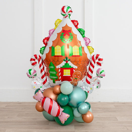 Gingerbread House Christmas Inflated Balloon Stack