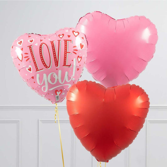 Love You Polka Dots Inflated Foil Balloon Bunch