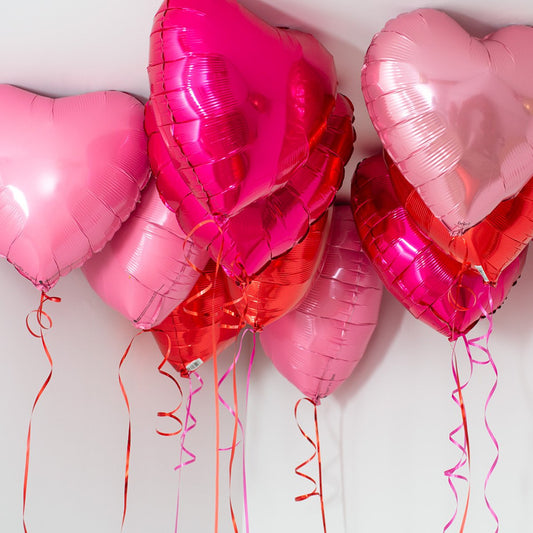 Loved Up Red & Pink Heart Foil Helium Ceiling Balloons