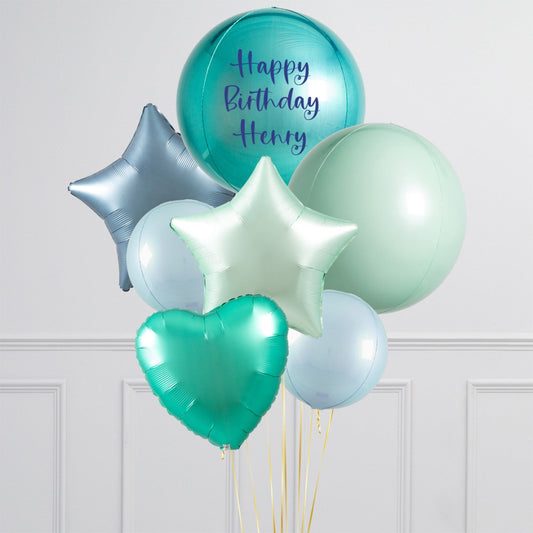 Personalized Blue Lagoon Inflated Big Balloon Bunch