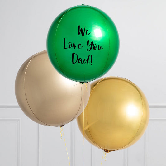 Personalized Emerald Green Inflated Orb Balloon Trio