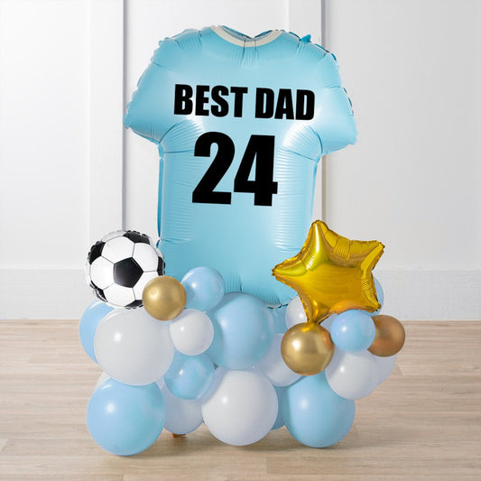 Personalized Pale Blue Football Shirt Inflated Balloon Stack