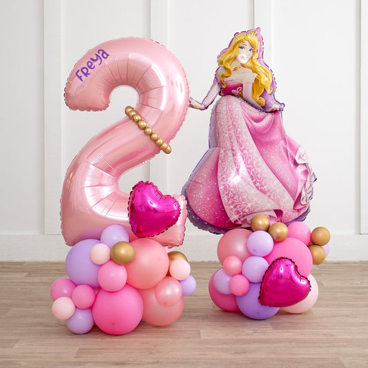 Personalised Princess Aurora Sleeping Beauty Inflated Number Balloon Stack