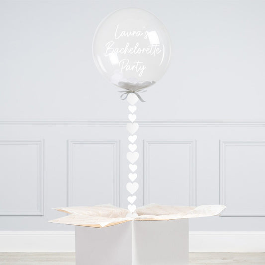 Personalised White Confetti Inflated Bubble Balloon – Elegant Custom Balloon Gift in Dubai