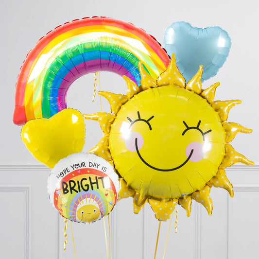 Sending Sunshine, Rainbows & Smiles – Helium Inflated Crazy Balloon Bunch