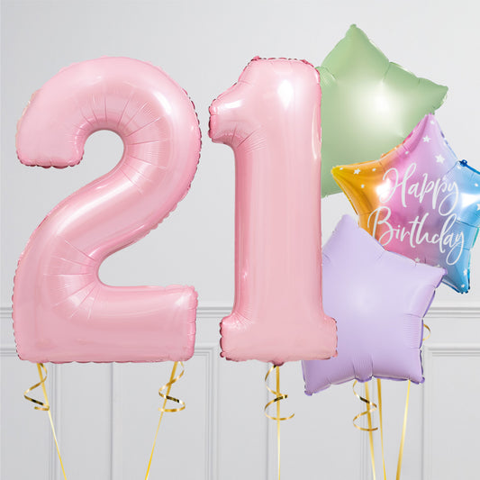 Pastel Rainbow Birthday Number Balloon Packages – Helium-Filled