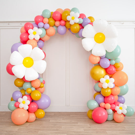 Summer Daisies Party Foils Ready-Made Balloon Arch – 2m x 2m