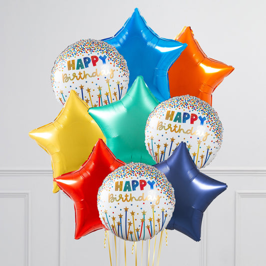 Birthday Candle Star Foil Balloon Bunch