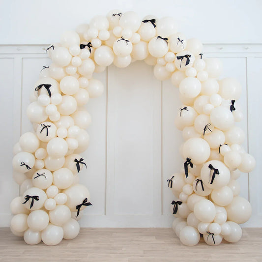 Black Bow Ivory Ready-Made Balloon Arch in Dubai