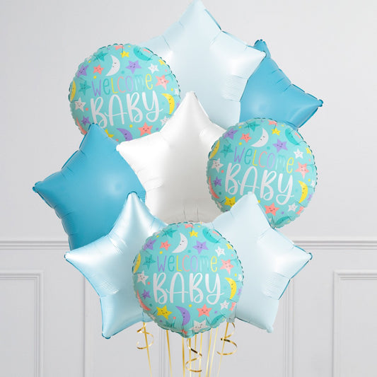 Welcome Baby with Our Helium-Inflated Baby Blue Star Balloons