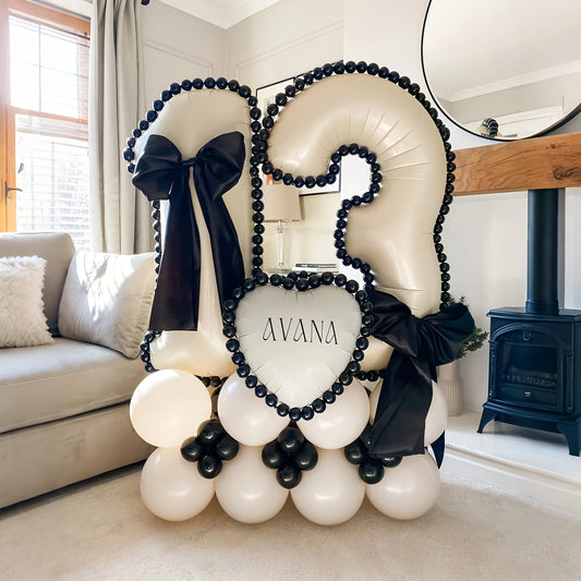 Buttercream White Number Balloon Stand Kit – Elegant Balloon Display for Celebrations in Dubai