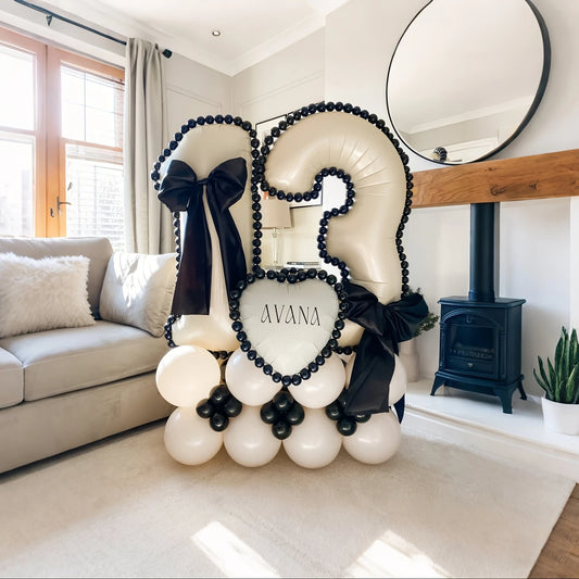 Buttercream White Number Balloon Stand Kit – Elegant Balloon Display for Celebrations in Dubai