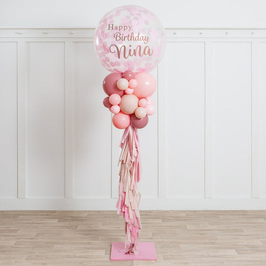 Celebrate Elegantly with a 2.5m Personalized Cherry Blossom Confetti Balloon Pillar