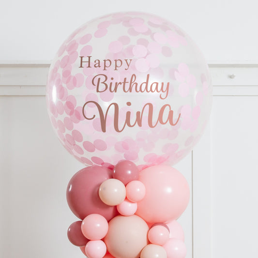 Celebrate Elegantly with a 2.5m Personalized Cherry Blossom Confetti Balloon Pillar