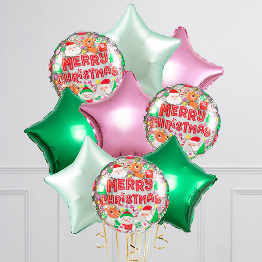 Candy Cane Christmas Character Star Balloon Bunch – Festive Helium Balloons for Your Celebration