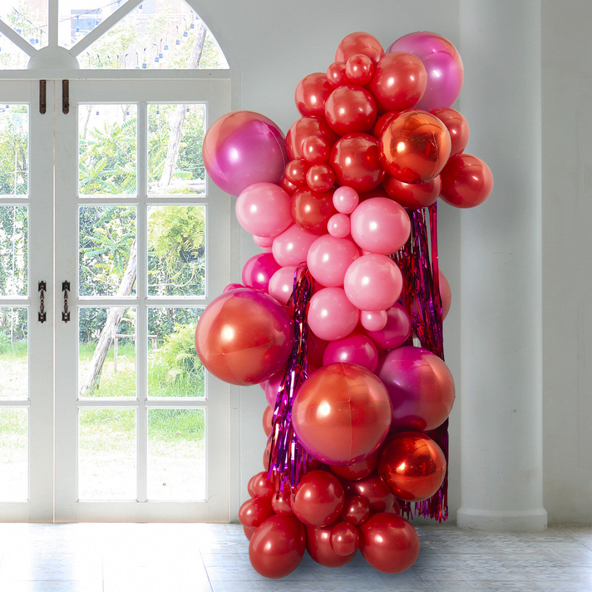 Make Your Celebration Unforgettable with a 6-ft Chrome Pink &amp; Red Epic Balloon Pillar