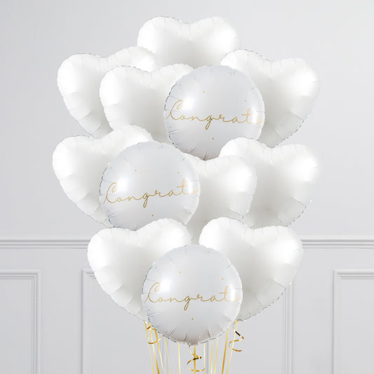 White Heart Congratulations Balloon Bunch – Helium Balloons Delivery in Dubai