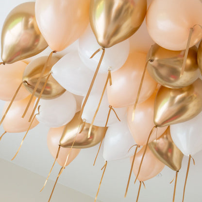 Cream Chrome Helium Ceiling Balloons – Luxurious Decor for Any Celebration