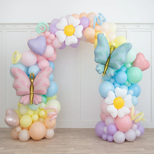 🌼 Daisy Pastel Rainbow Party Foils Ready-Made Balloon Arch – 2m x 2m | Balloonshop Dubai