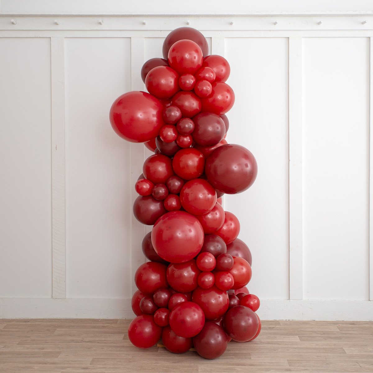 2-Metre Dark Cherry Red Balloon Pillar with Optional Red Roses