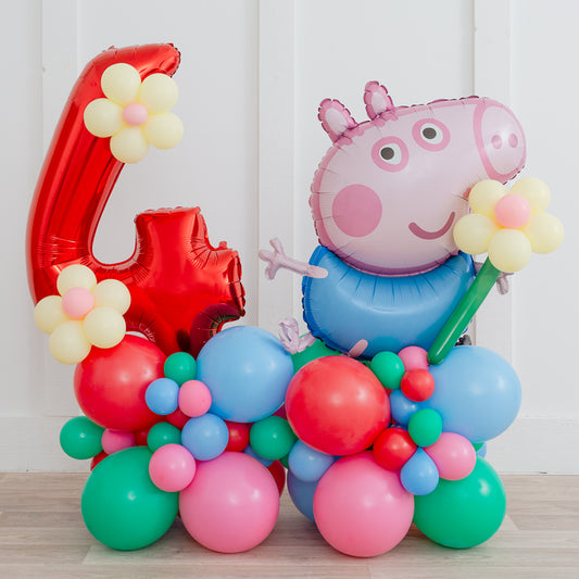 George Pig Balloon Stack with Red Number