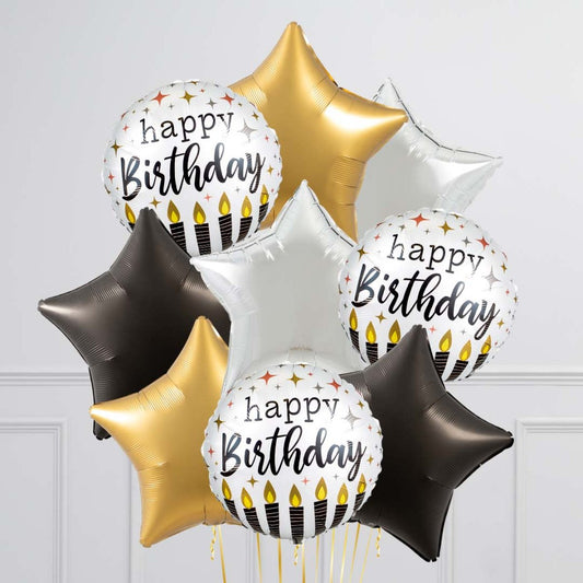 Glitz &amp; Glam Birthday Candles Star Balloon Bunch – Celebrate in Bold Style