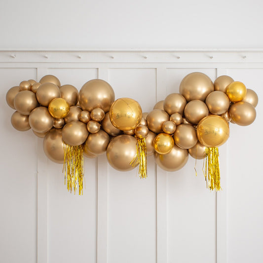 Gold Chrome Party Foils Inflated Balloon Garland 2m