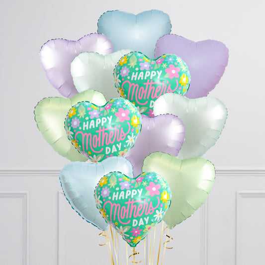 Mother's Day Heart Balloon Bunch – Elegant Pastel Helium Balloons