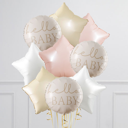 Helium-Inflated Star Balloon Bunch - Perfect for Your "Hello Baby" Celebration