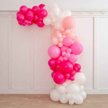 Hello Kitty Asymmetric Balloon Arch – 2m Freestanding Decor in White &amp; Pinks