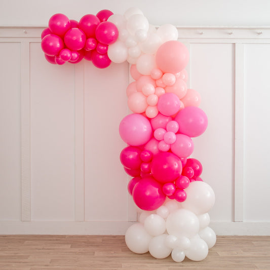 Hello Kitty Asymmetric Balloon Arch – 2m Freestanding Decor in White &amp; Pinks