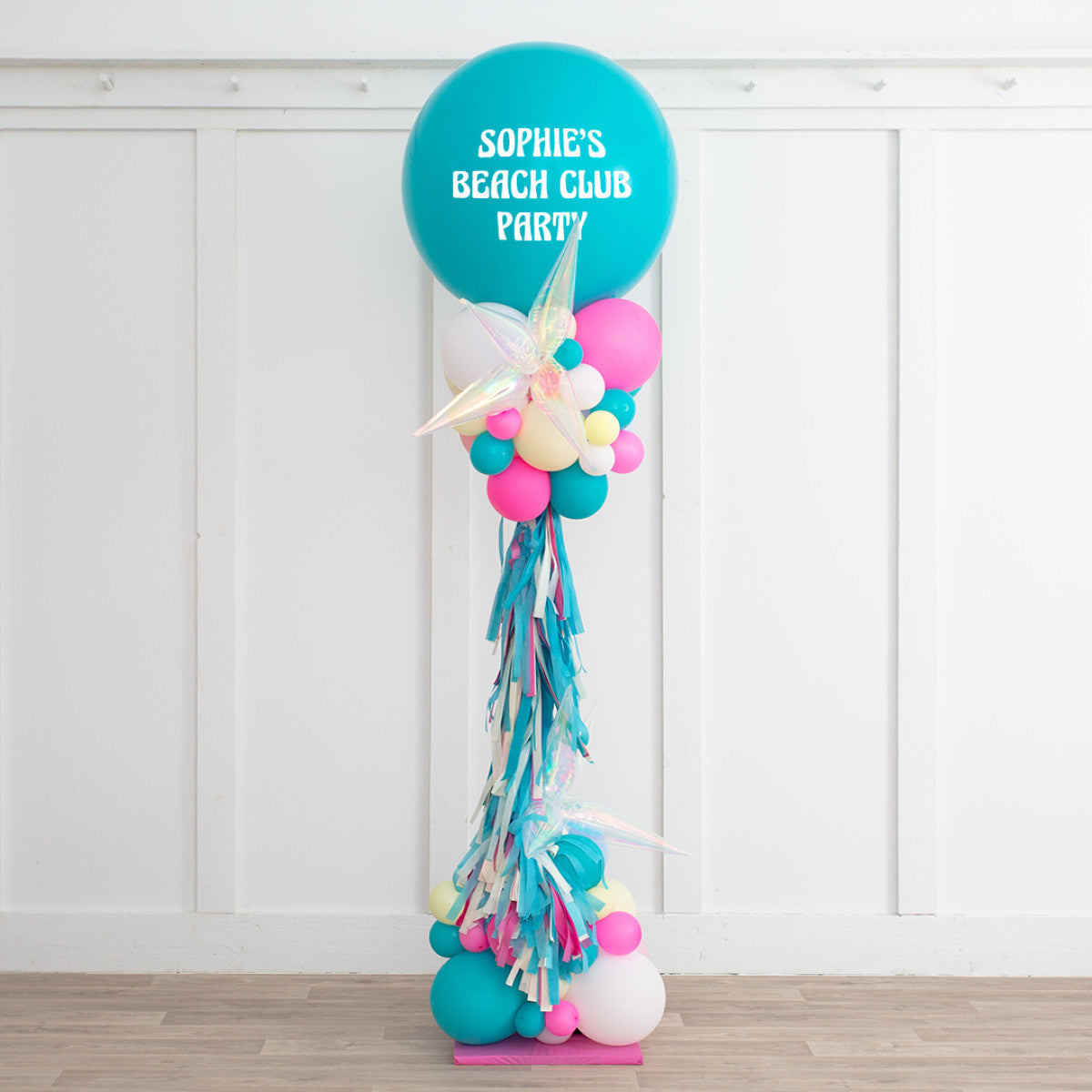 Bring Your Celebration to Life with Our Stunning 2.5m Personalised Ibiza Skies Balloon Party Pillar