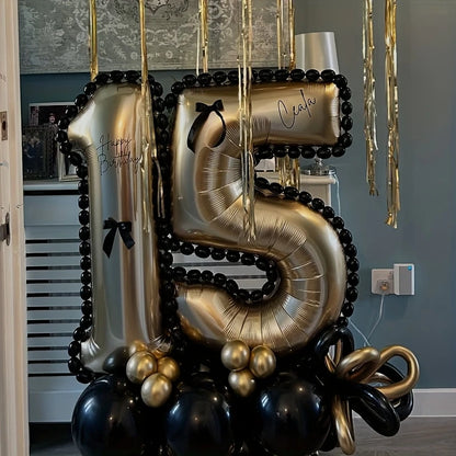 Light Golden Number Column Balloon Kit – Elegant &amp; Eye-Catching Décor for Celebrations in Dubai