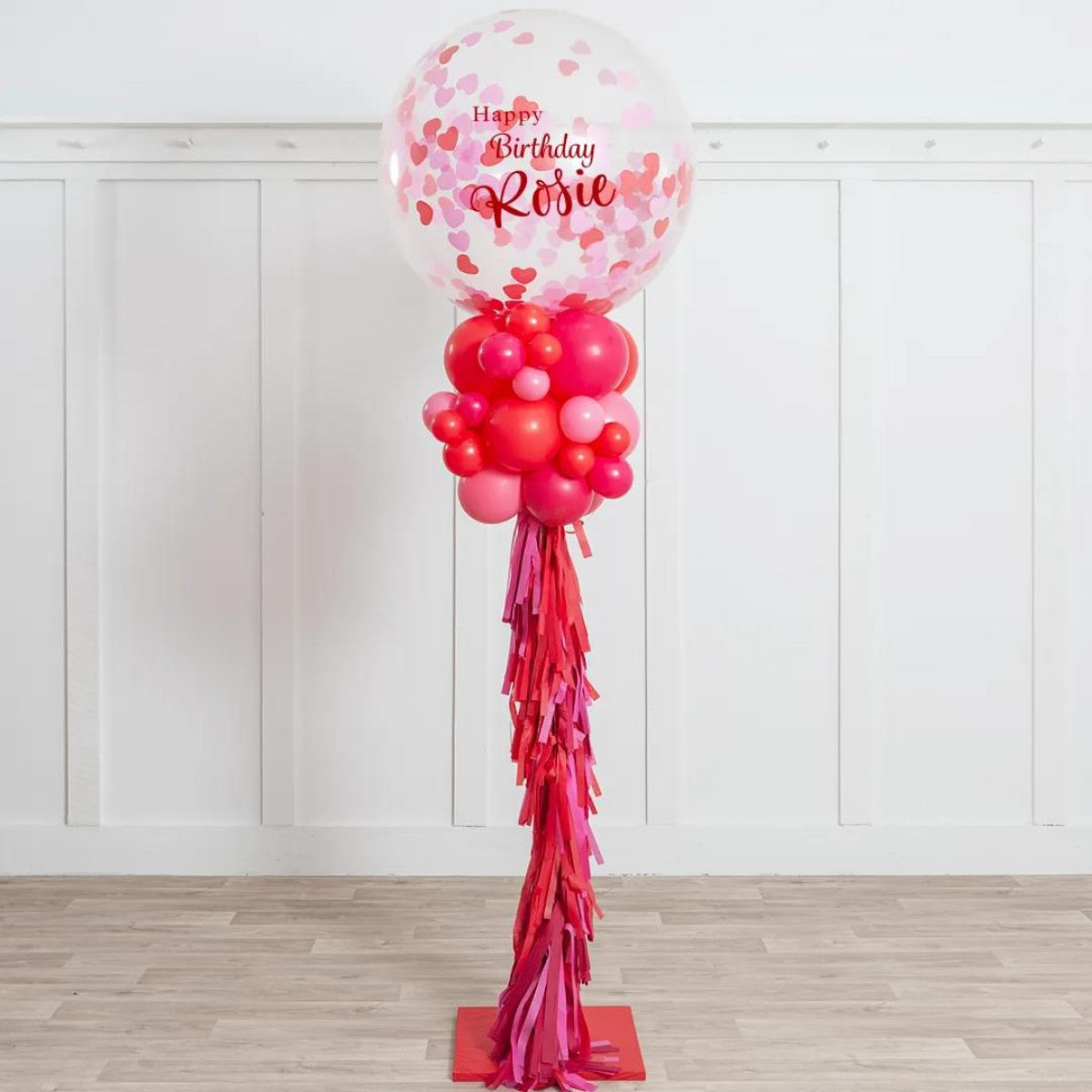2.5m Personalised Loved Up Confetti Balloon Pillar – Romantic Balloon Décor in Dubai