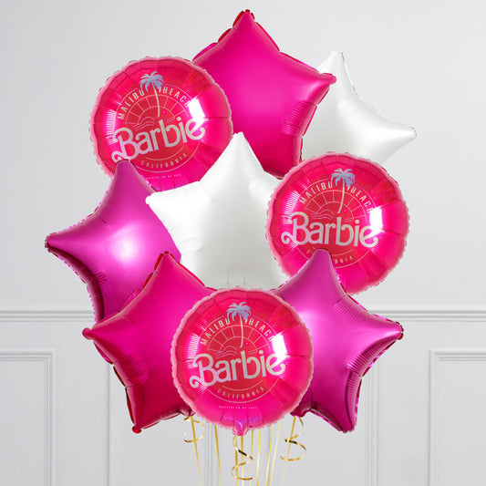 Barbie Balloon Bunch – Pink &amp; White Helium Star Balloons in Dubai