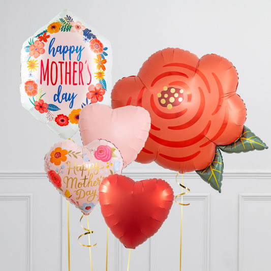 Happy Mother's Day Red Rose Floral Balloon Package
