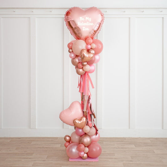 Blush Rose Gold Heart Balloon Pillar