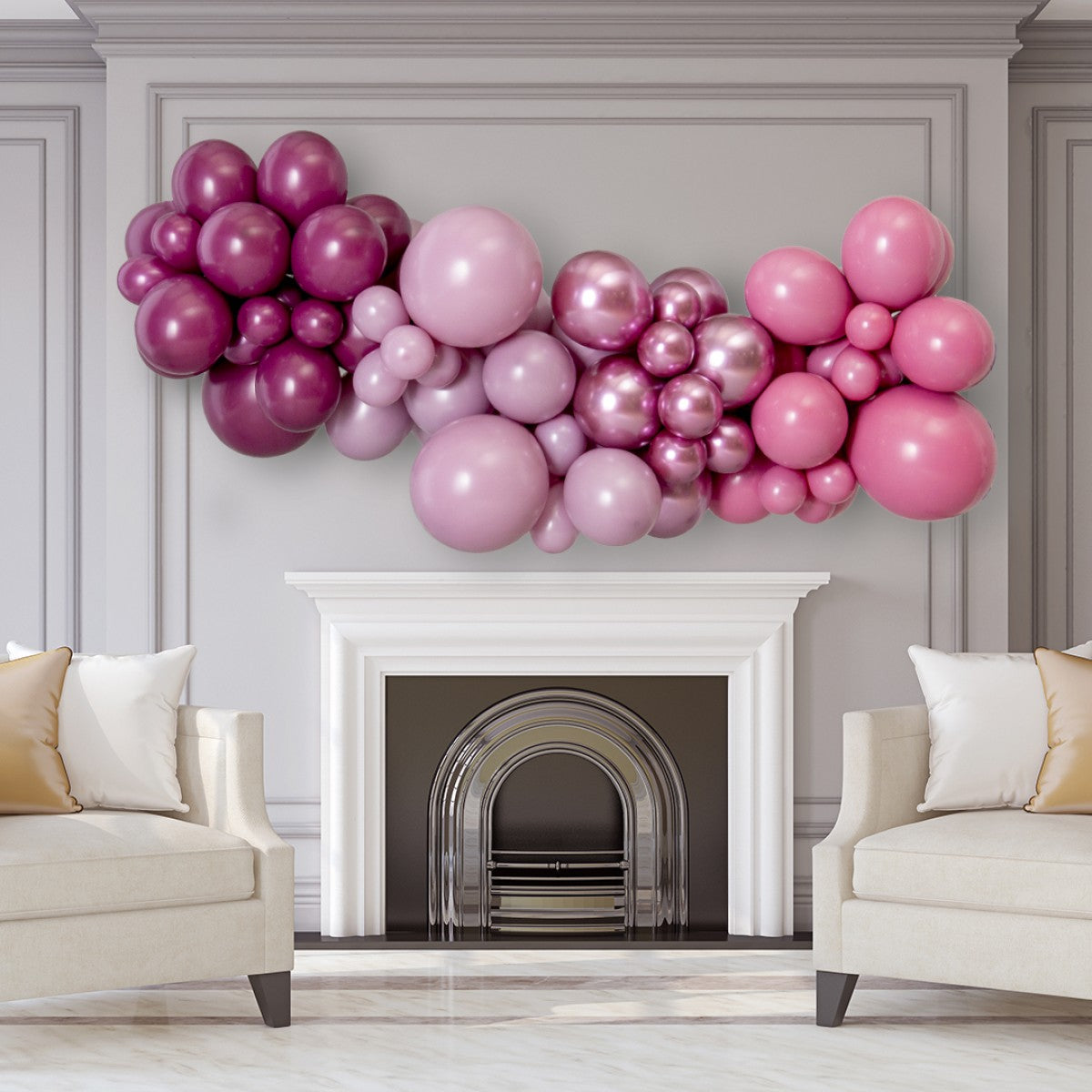 Mulberry Chrome Balloon Garland – 2 Meters of Luxury