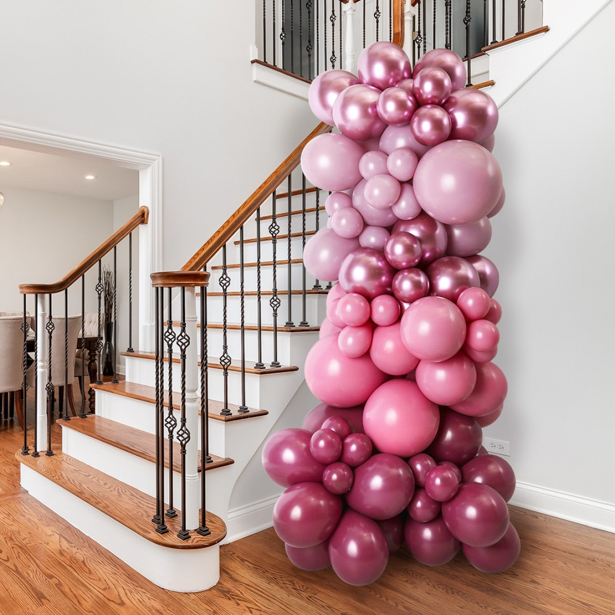 Celebrate in Style with a Stunning 6-ft Mulberry Chrome Balloon Pillar