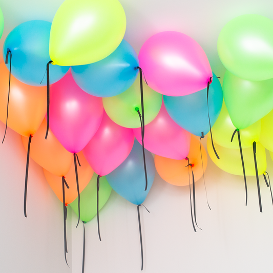 Neon Helium Ceiling Balloons in Dubai – Bright, Bold &amp; Ready to Party!