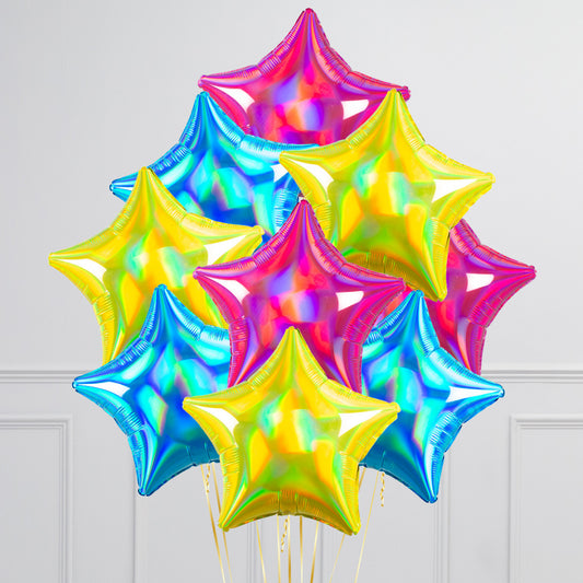 Neon Star Balloons in a Box – Vibrant Foil Balloon Bunches Delivered in Dubai