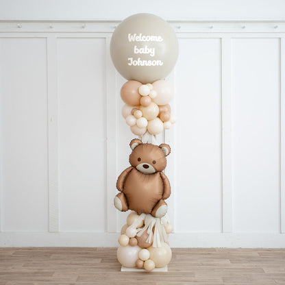 Neutral Beige Balloon Gender Reveal Party Pillar