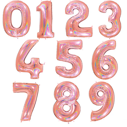 40" Glitter Rose Gold Number Foil Balloons