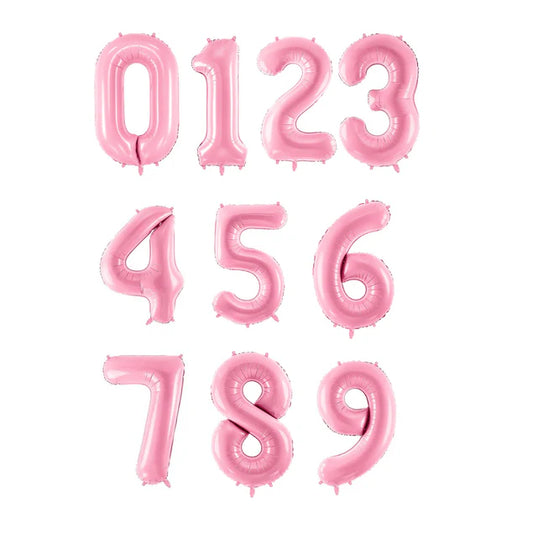 40 Inch Pastel Pink Number Foil Balloons