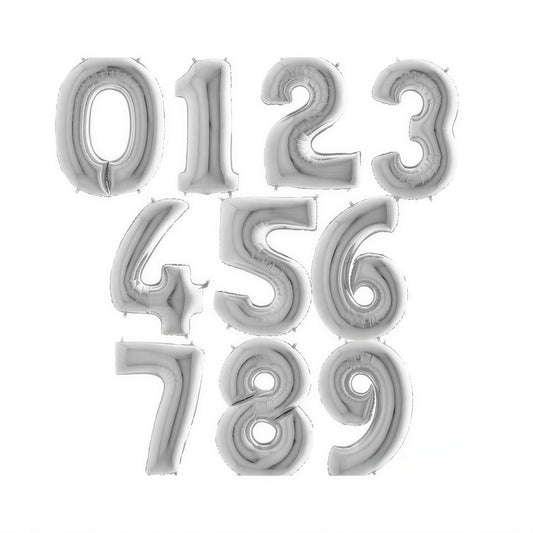 40 Inch Silver Number Foil Balloons in Dubai