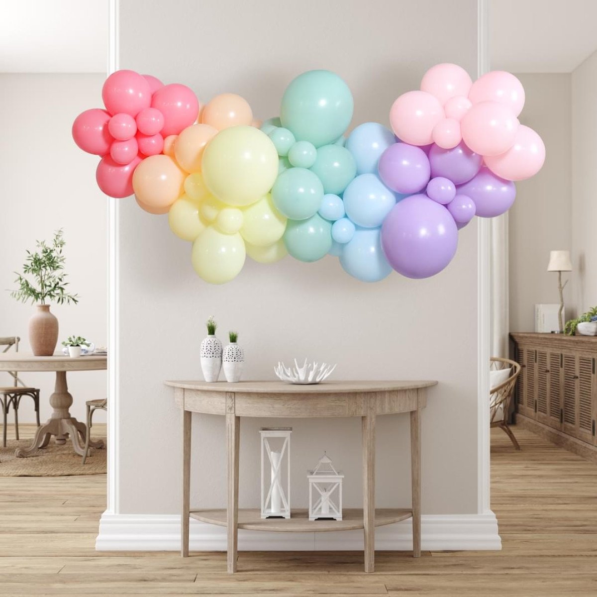 Celebrate in Style with Our 2m Pastel Rainbow Balloon Garland