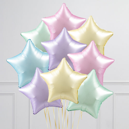 Helium-Inflated Pastel Rainbow Satin Star Balloons – A Colorful Gift for Every Occasion