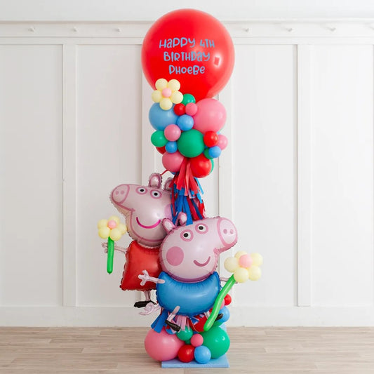 Make Your Peppa Pig Celebration Unforgettable with Our 2.5m Personalised Balloon Party Pillar!
